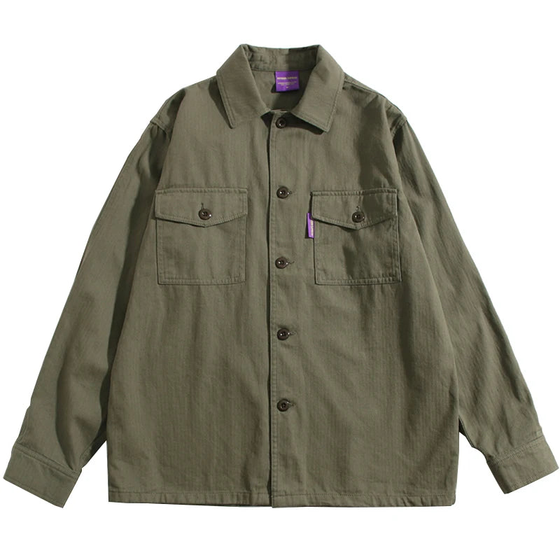 Japanese Streetwear High Quality Long Sleeve Shirt Men Clothing Harajuku Casual Cargo Coat Korean Fashion Trendy Top Male