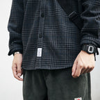 High Quality Thick Woolen Shirt Men Clothing Japanese Streetwear Lapel Long Sleeve Casual Plaid Top Harajuku Coats Male