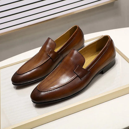 FELIX CHU Designer Fashion Mens Loafers Leather Handmade Black Brown Casual Business Dress Shoes Party Wedding Men's Footwear