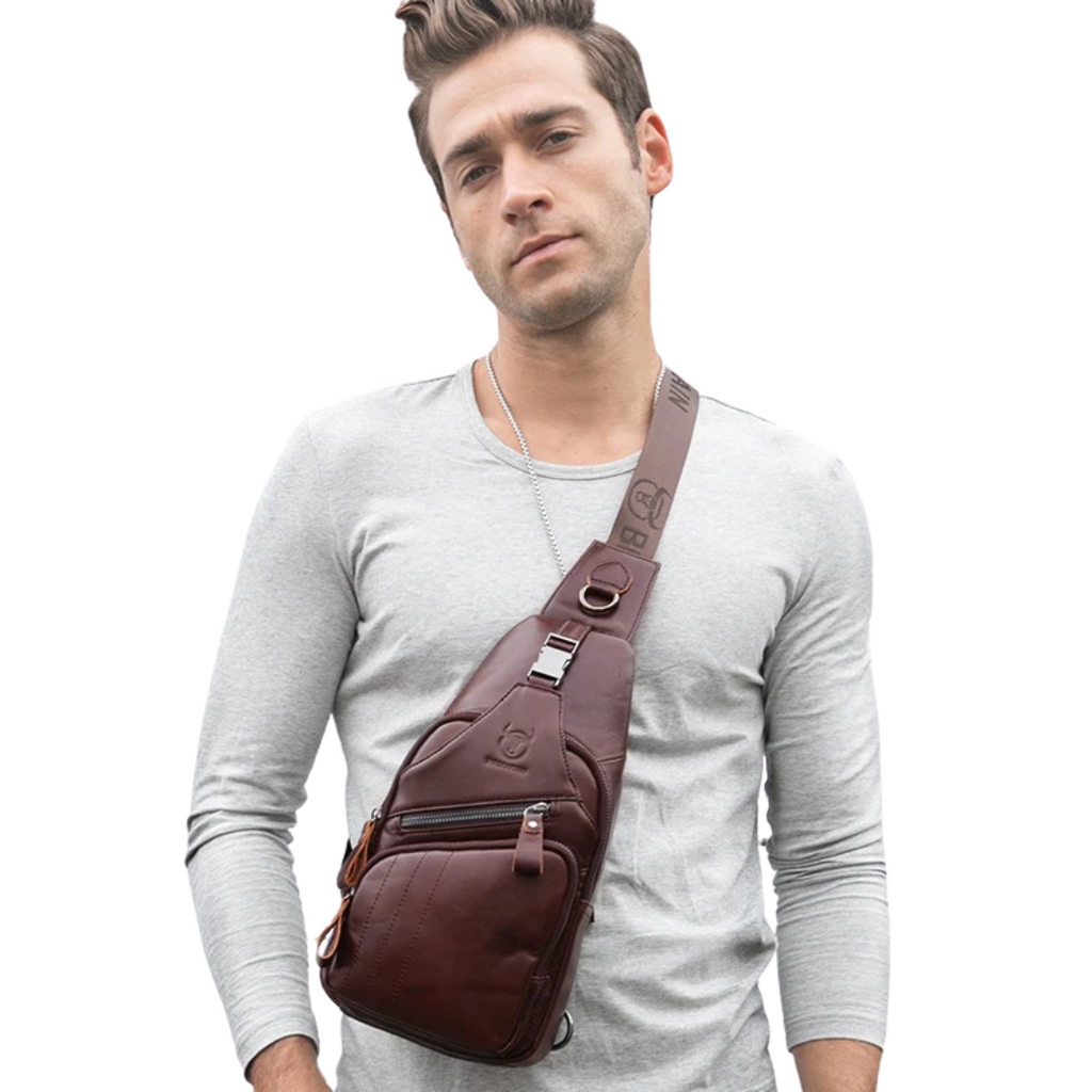 Genuine leather shoulder bag, large capacity