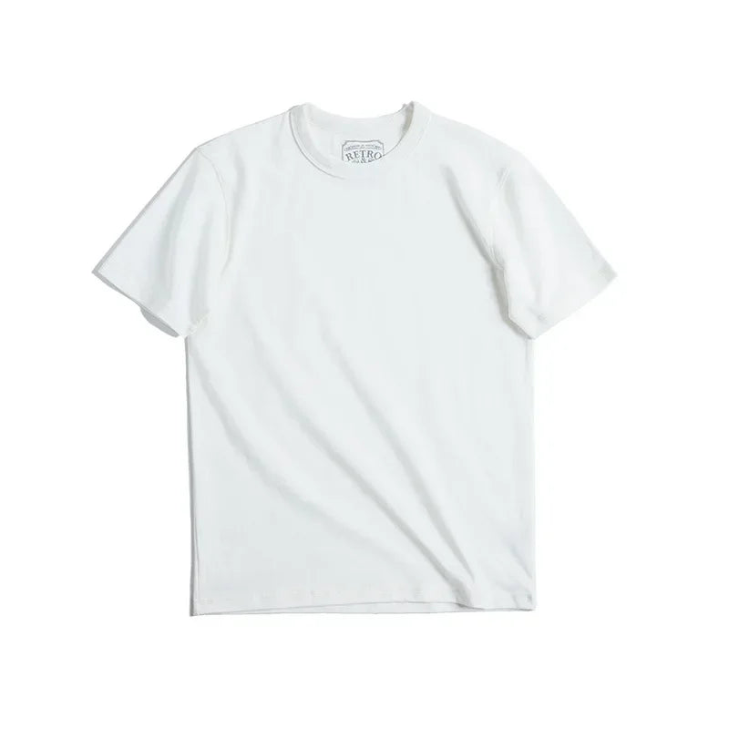 Maden Men's Vintage Heavyweight 300g T-Shirt Solid Color 100% Cotton Crewneck T-shirts White Classic Unisex Short Sleeve Tees