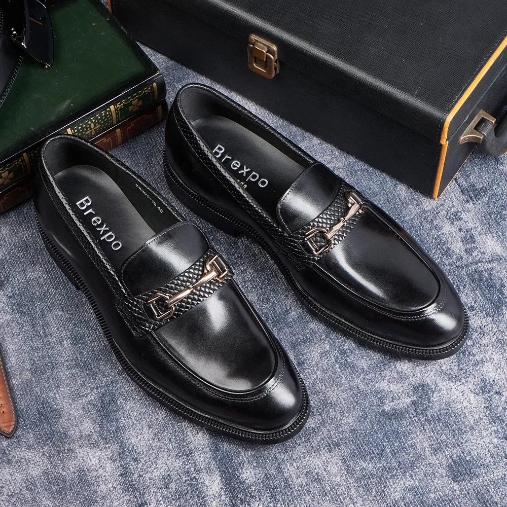 Handmade Men's Casual Leather Shoes New Style Slip-On Low Heel Business Fashion Cowhide First Layer Comfortable Men's Footwear