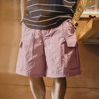 Maden Outdoor Quick-Dry Pink Cargo Shorts Men's Summer Lightweight Woven Elastic Waist Shorts Loose Straight Bottoms for Sports