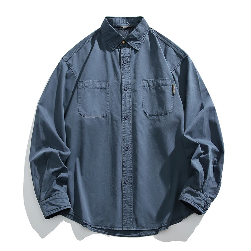 Japanese Streetwear High Quality Cargo Shirts For Men Vintage Casual Long Sleeve Spring Autumn Harajuku Thin Coat Mens Clothing