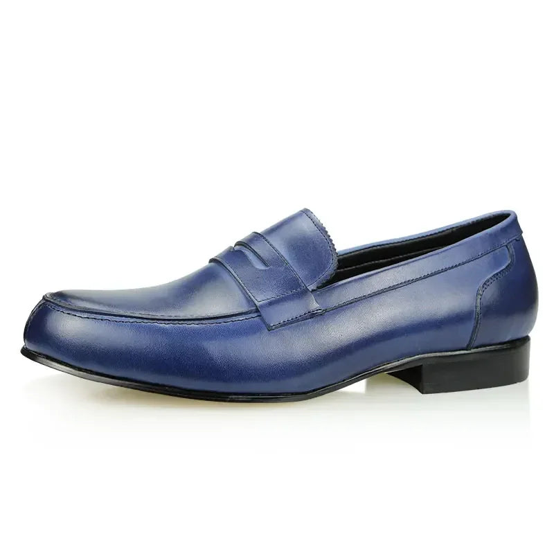 Driving Shoes Men's Loafer For Business Casual Daily Work Genuine Leather Elegant Finish Comfortable Handmade Blue Shoe New