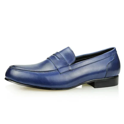 Driving Shoes Men's Loafer For Business Casual Daily Work Genuine Leather Elegant Finish Comfortable Handmade Blue Shoe New