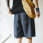 Maden Workwear American Casual Ice Leather Denim Shorts Denim Cool Fit Loose Straight Leg Half Pants Men's Summer