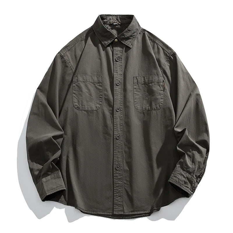 Japanese Streetwear High Quality Cargo Shirts For Men Vintage Casual Long Sleeve Spring Autumn Harajuku Thin Coat Mens Clothing