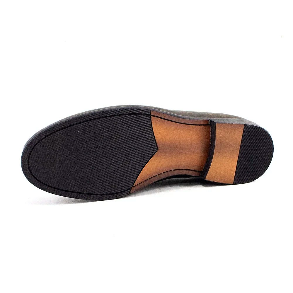 Classic Men's Loafers Genuine Leather Handmade Metal Chain Casual Business Dress Shoes Fashion Party Wedding Footwear for Men