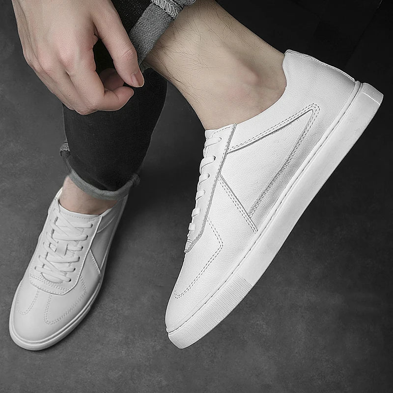 Men's Leather Casual Shoes, Vulcanized Footwear