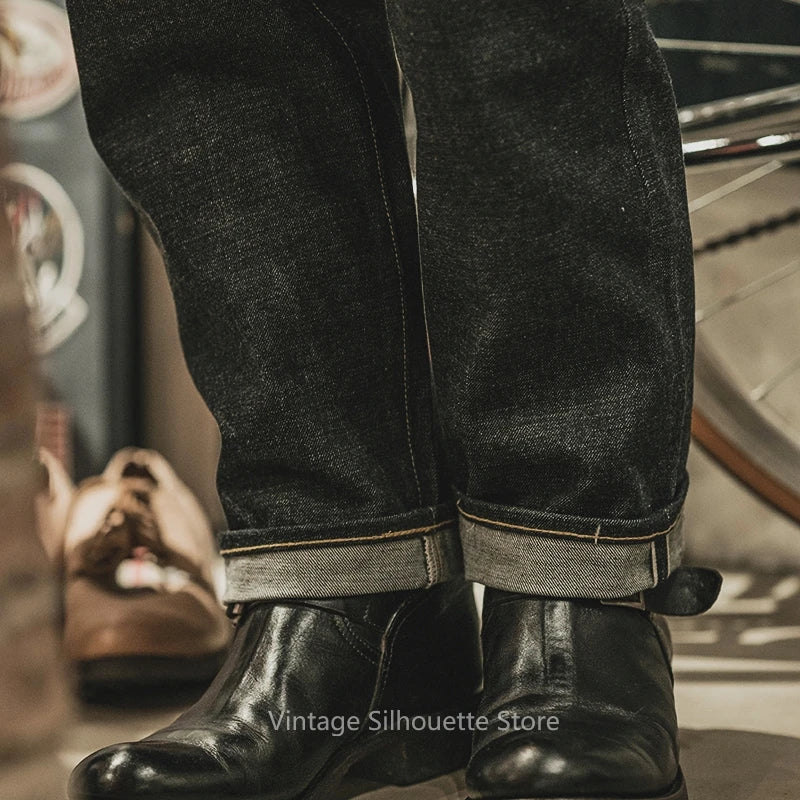 Non Stock 15oz Selvedge Jeans Unwashed Vintage Men's Five-Pocket Denim Pants Indigo