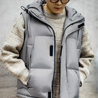 Maden Men's Winter Detachable Sleeves Down Jacket Outdoor Functional Hooded Vest Jacket Warm Thickened Overcoat Versatile Parka