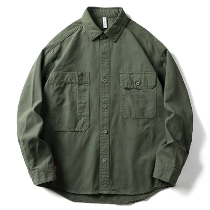 Japanese Streetwear Loose Shirt Men Clothing Spring Autumn Vintage Casual Long Sleeve Harajuku High Quality Cargo Coat Male