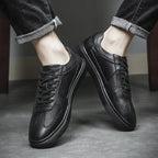 Men's Leather Casual Shoes, Vulcanized Footwear