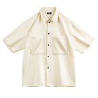 Maden Casual Oversize Drape No-iron Shirt with Pocket Textured Silhouette Short-sleeved Shirt for Men's Summer Tops