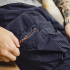 Maden Men's Quick-Dry Patchwork Cargo Shorts Lightweight Outdoor Multi-Pocket Stretch Elastic Waist Pants Blue Casual Bottoms