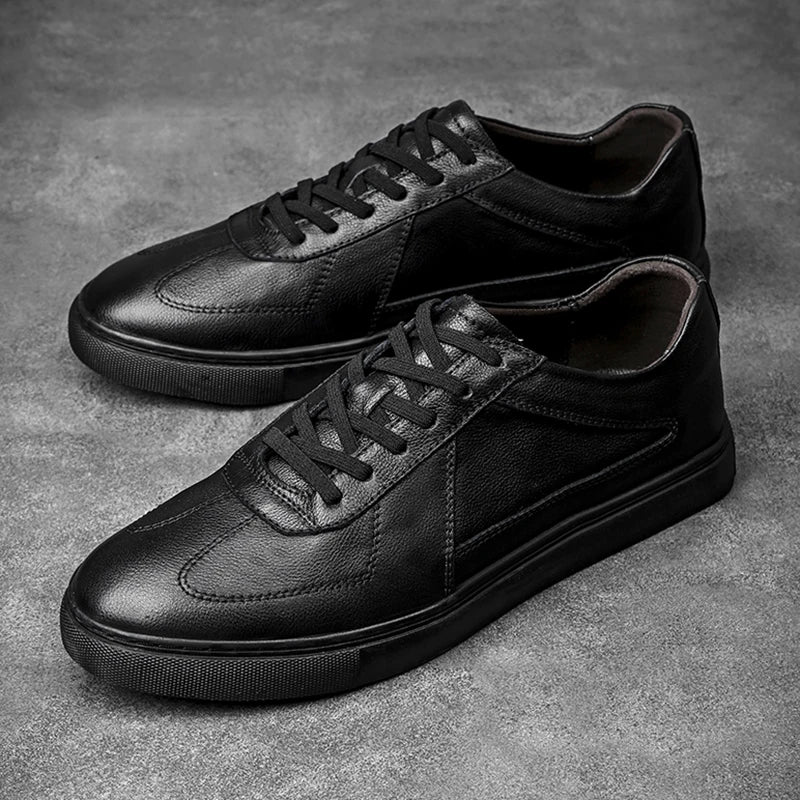 Men's Leather Casual Shoes, Vulcanized Footwear