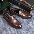 Handmade Men's Casual Leather Shoes New Style Slip-On Low Heel Business Fashion Cowhide First Layer Comfortable Men's Footwear