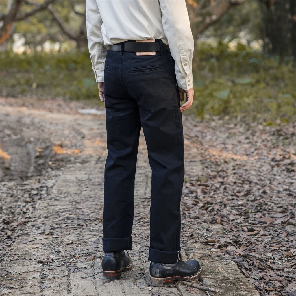 Red Tornado Black Men's Jeans Relaxed Fit 14.5oz Selvedge Denim Officer Trousers