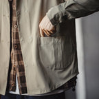 Maden Casual Herringbone Double-breasted Long-sleeved Shirt Solid Color Versatile Commuter Lapel Shirt for Men's Autumn Tops