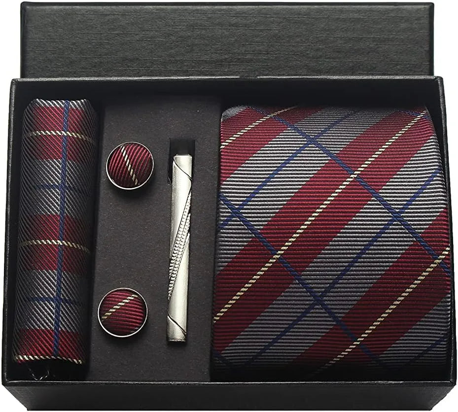 Men's Silk Plaid Tie Set