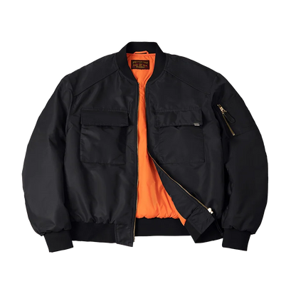 Maden Baseball Collar MA1 Bomber Jacket for Men Classical Orange Lining Double-pocket Coats Thickened Fall and Winter Jacket