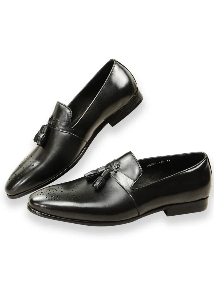 Men's Luxury Black Classic Fashion Loafers Shoes Brogue Special Design Low Heel Formal Wedding Dress Bussiness Walking Sapato