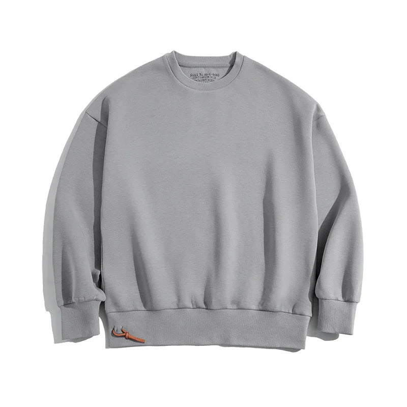 Maden Casual Round Neck Gray Sweathirts for Men Loose Comfortable Cotton Pullover Basic Style Autumn Outdoor Undershirt