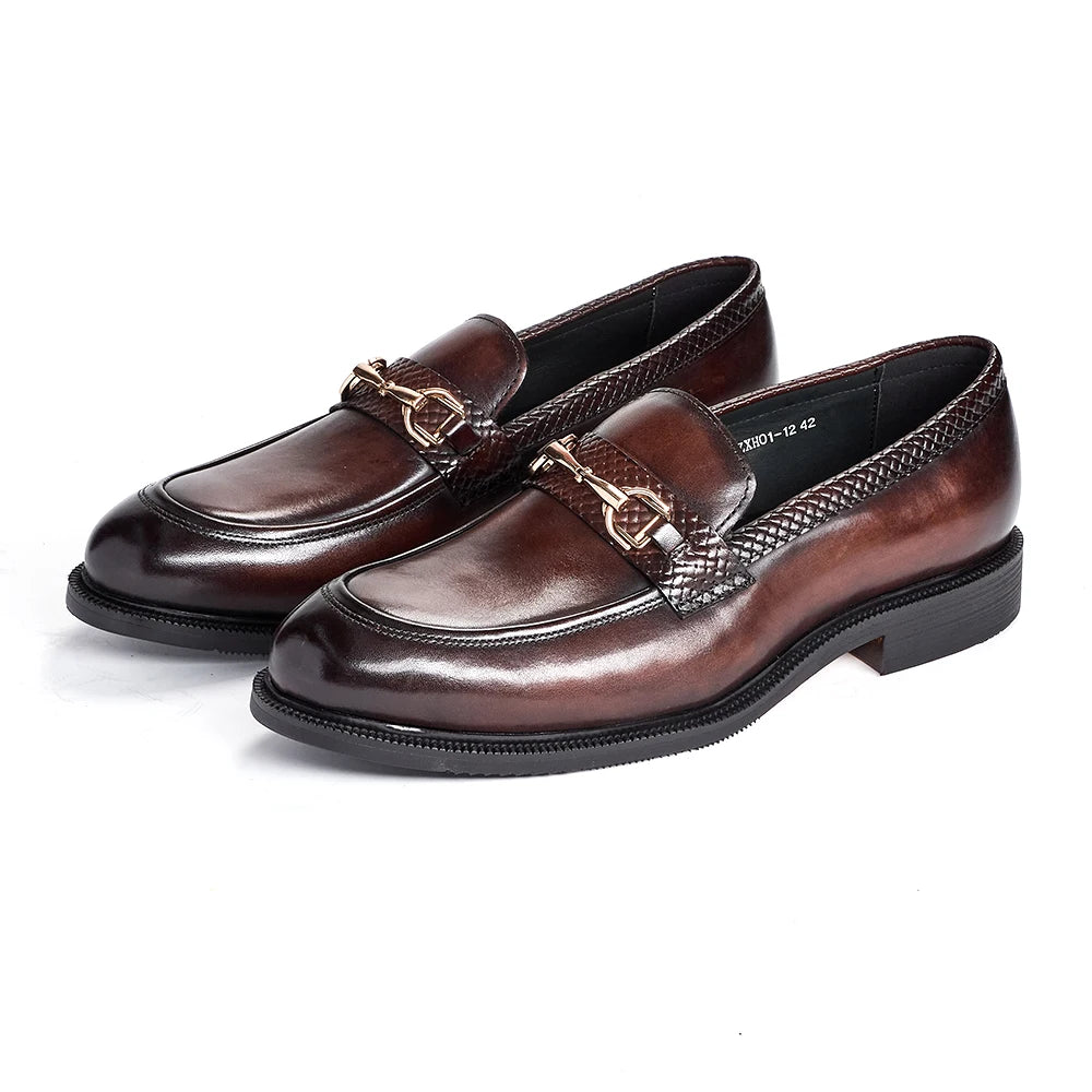 Handmade Men's Casual Leather Shoes New Style Slip-On Low Heel Business Fashion Cowhide First Layer Comfortable Men's Footwear