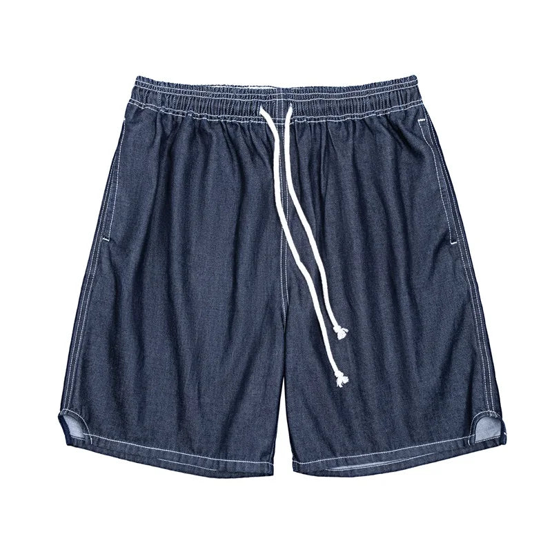 Maden Workwear American Casual Ice Leather Denim Shorts Denim Cool Fit Loose Straight Leg Half Pants Men's Summer