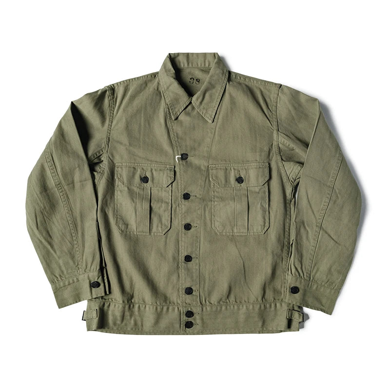 Bronson Army M-41 Herringbone Twill Jacket Vintage HBT Lapel Mens Outerwear