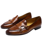 Genuine Leather Monk Strap Loafers