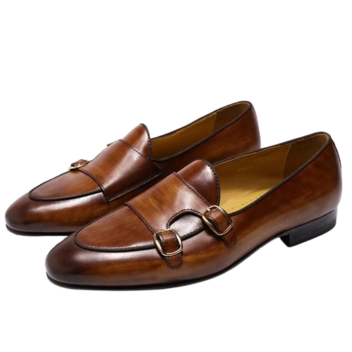 Genuine Leather Monk Strap Loafers