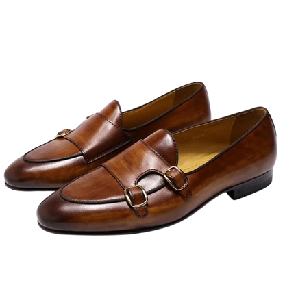Genuine Leather Monk Strap Loafers