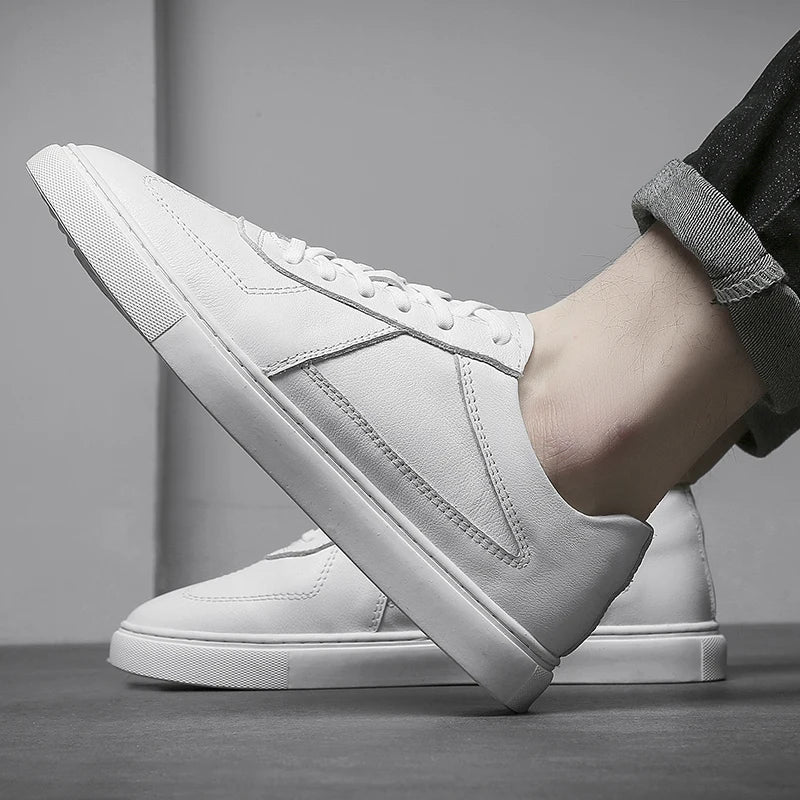 Men's Leather Casual Shoes, Vulcanized Footwear