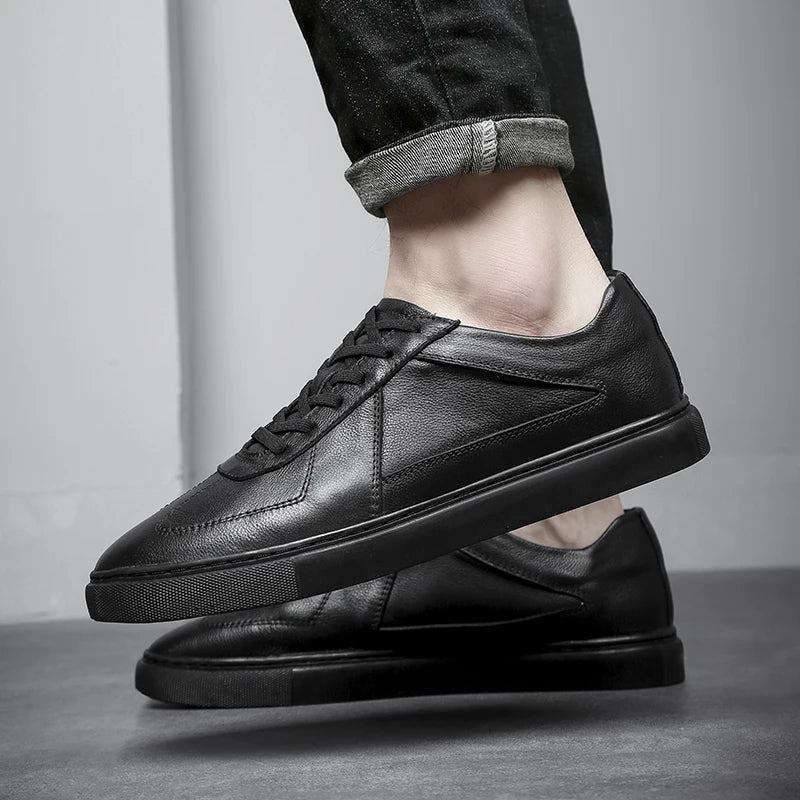 Men's Leather Casual Shoes, Vulcanized Footwear