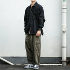 Japanese Streetwear High Quality Long Sleeve Shirt Men Clothing Harajuku Casual Cargo Coat Korean Fashion Trendy Top Male