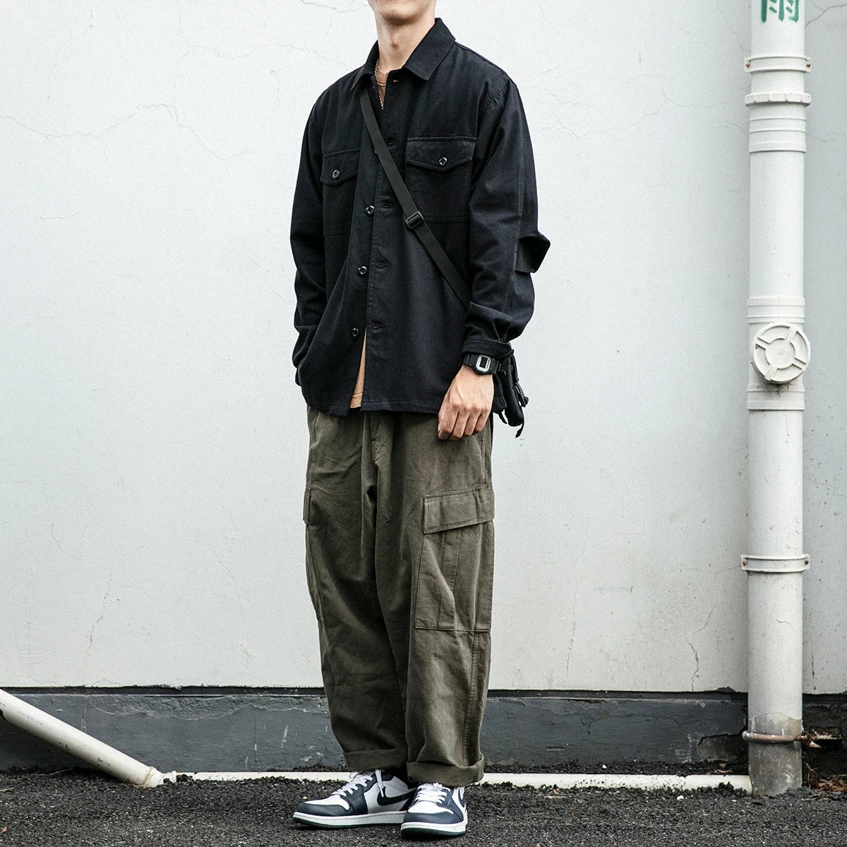 Japanese Streetwear High Quality Long Sleeve Shirt Men Clothing Harajuku Casual Cargo Coat Korean Fashion Trendy Top Male