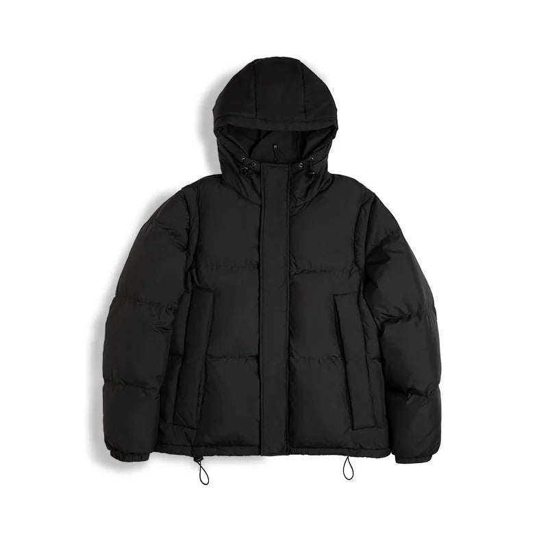 Maden Men's Winter Detachable Sleeves Down Jacket Outdoor Functional Hooded Vest Jacket Warm Thickened Overcoat Versatile Parka