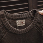 Maden New Vintage Heavyweight Knitted Crew-neck Sweater Brown Warm Pullover Men's Versatile Top for Autumn and Winter Knitwear