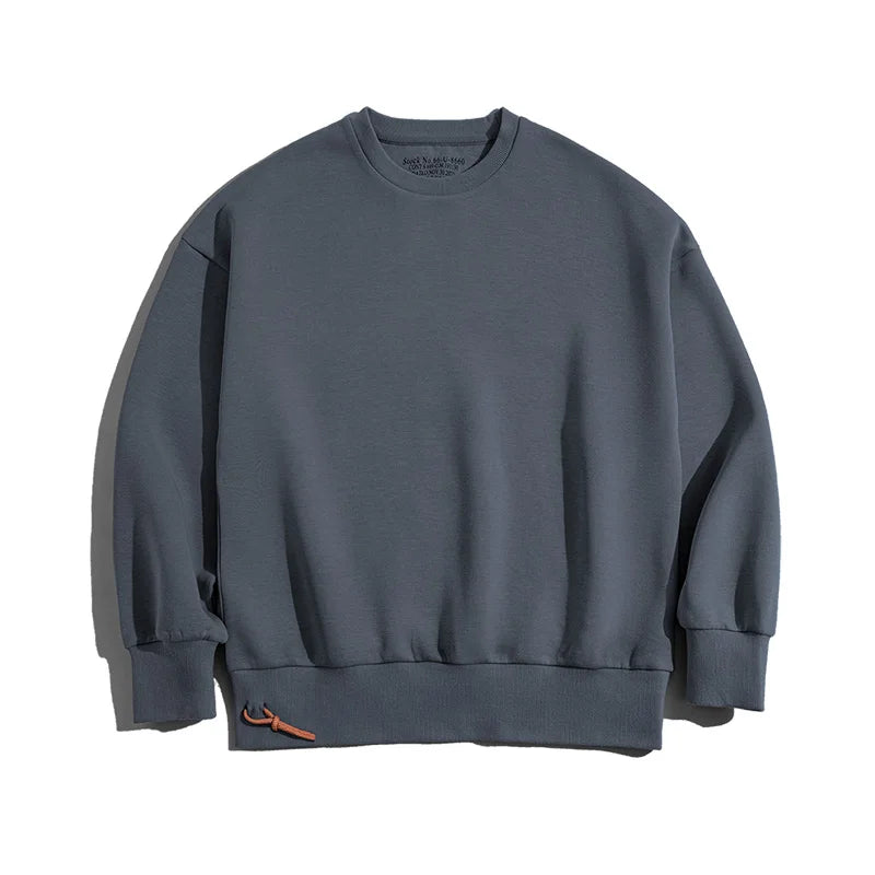 Maden Casual Round Neck Gray Sweathirts for Men Loose Comfortable Cotton Pullover Basic Style Autumn Outdoor Undershirt