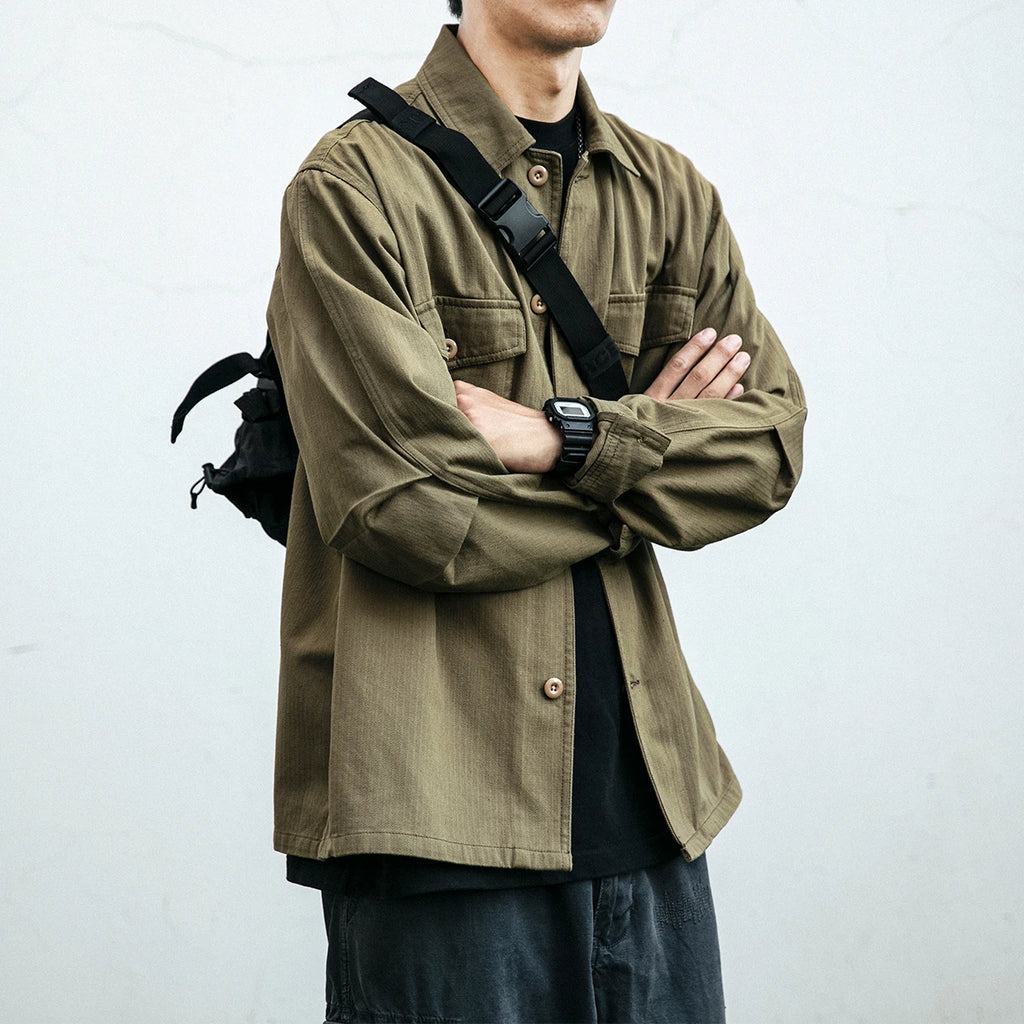 Japanese Streetwear High Quality Long Sleeve Shirt Men Clothing Harajuku Casual Cargo Coat Korean Fashion Trendy Top Male