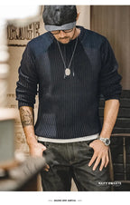 Slim Tactical Knit Sweater with Vertical Stripes