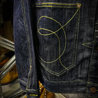 16 oz unstarched Black wood dyed red earthen denim jacket Heavy weight work shirt for fall and winter