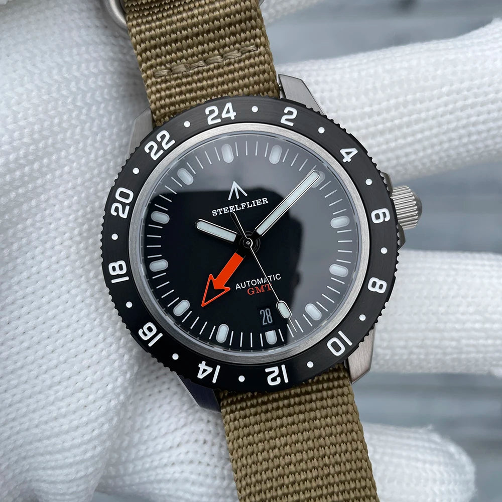 Superluminous Steel Bezel Wristwatch, Waterproof