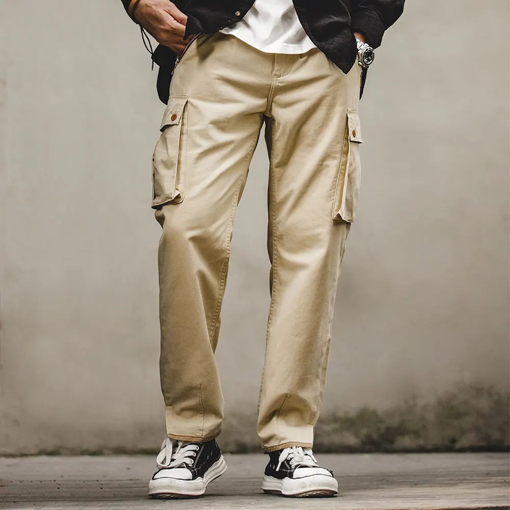 Maden American Vintage Khaki Mountain Pants Washed Mid Waist Straight Leg Casual Pants Men's Trendy Long