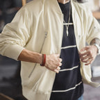 Maden Men's Vintage L2B Pilot Jacket White Lightweight Flight Bomber Jacket Short Zip-Up Casual Baseball Coat for Spring Autumn