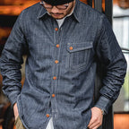 Maden Retro Slim Long Sleeve Denim Shirts