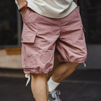 Maden Outdoor Quick-Dry Pink Cargo Shorts Men's Summer Lightweight Woven Elastic Waist Shorts Loose Straight Bottoms for Sports
