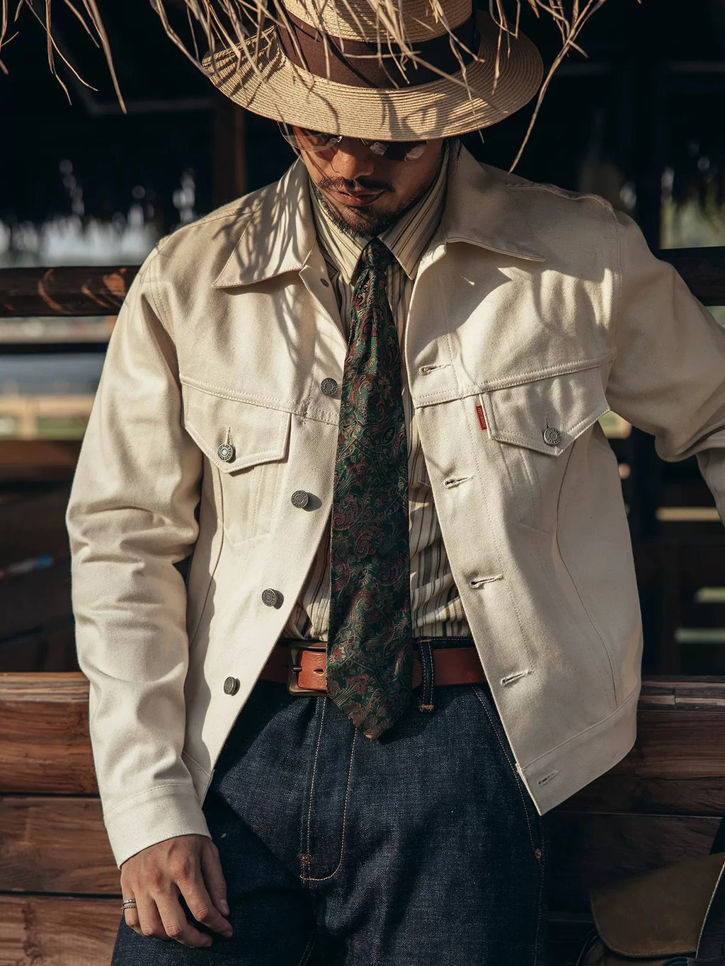 White Selvedge Denim Trucker Jacket